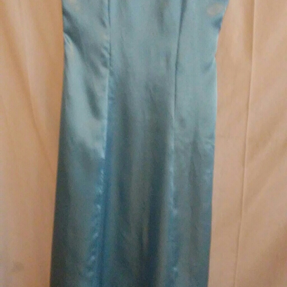 Bridesmaid baby blue long dress.